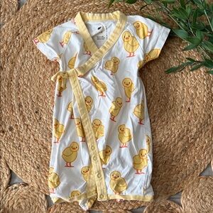 MONICA + Andy 3-6mo Yellow Duck Cotton Kimono Romper.